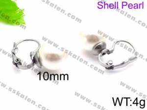 SS Shell Pearl Earrings - KE71407-Z
