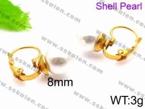 SS Shell Pearl Earrings - KE71409-Z
