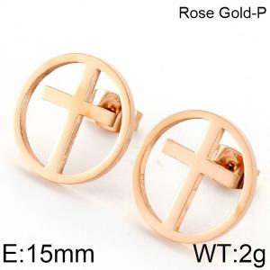 SS Rose Gold-Plating Earring - KE74789-K