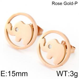 SS Rose Gold-Plating Earring - KE74796-K