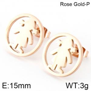 SS Rose Gold-Plating Earring - KE74797-K