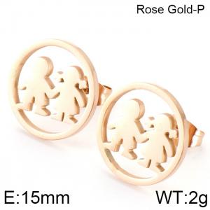 SS Rose Gold-Plating Earring - KE74807-K