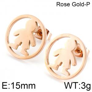 SS Rose Gold-Plating Earring - KE74819-K