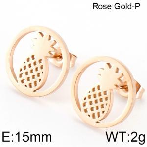 SS Rose Gold-Plating Earring - KE74825-K