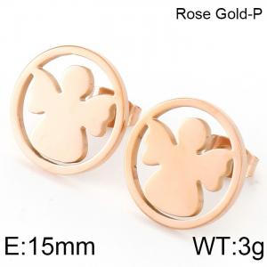SS Rose Gold-Plating Earring - KE74828-K