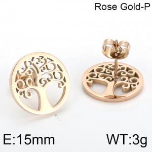 SS Rose Gold-Plating Earring - KE75118-K