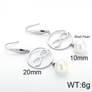 SS Shell Pearl Earrings - KE80053-GC