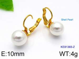 SS Shell Pearl Earrings - KE81365-Z