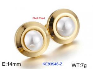 SS Shell Pearl Earrings - KE83946-Z
