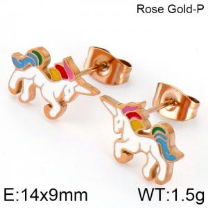 SS Rose Gold-Plating Earring - KE84683-K