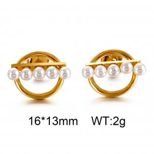 Cute minimalist pearl earrings for girls and women offering a simple fashion style Gold-Plating Earring - KE85477-K