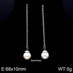 SS Shell Pearl Earrings - KE86616-Z