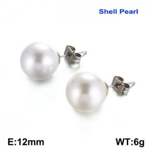 SS Shell Pearl Earrings - KE90932-Z