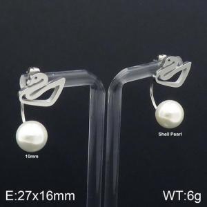 SS Shell Pearl Earrings - KE92533-Z