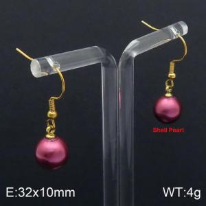 SS Shell Pearl Earrings - KE92714-Z