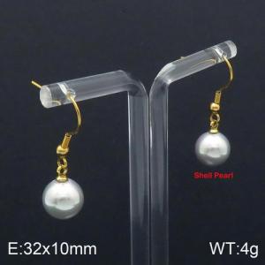 SS Shell Pearl Earrings - KE92719-Z