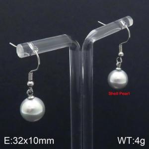 SS Shell Pearl Earrings - KE92720-Z