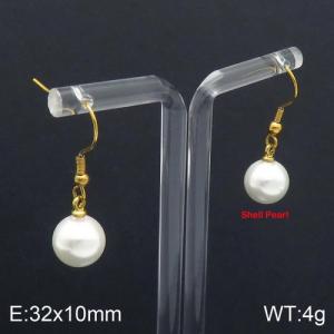 SS Shell Pearl Earrings - KE92722-Z