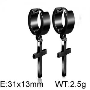 Stainless Steel Black-plating Earring - KE95287-WGLN