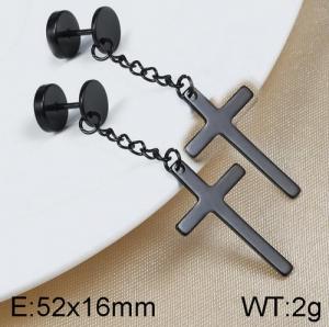 Stainless Steel Black-plating Earring - KE95472-WGLN