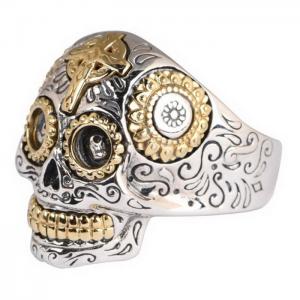 Real 925 Sterling Silver Skull Ring Men Punk Jewelry - KFR1432-WGLW