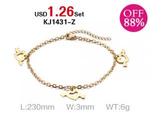 Anklets Bracelet with heart charms for women girls lover Valentine's Day gift - KJ1431-Z