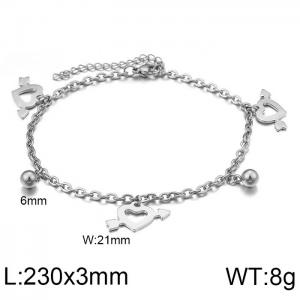 Silver Chain Anklet Heart Pendant Women Sweet Jewelry Valentine's Day Gift - KJ1490-Z