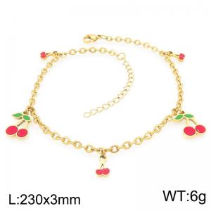 Wholesale Stainless Steel Cherry Link Chain Bracelets For Girl Gift Fashion Jewelry Bracelet - KJ4391-Z