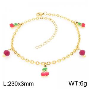 Wholesale Stainless Steel Beads Cherry Pendant Link Chain Bracelets For Girl Gift Fashion Jewelry Bracelet - KJ4392-Z