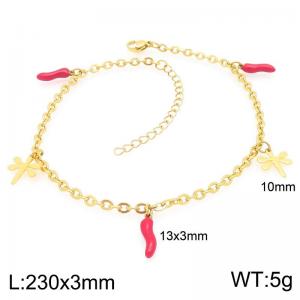 Elegant Gold Color Link Bracelet for Women Adorned with Chili   Charms Stainless Steel Jewelry - KJ4410-Z