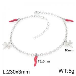 Elegant Link Bracelet for Women Adorned with Chili Charms Stainless Steel Jewelry - KJ4411-Z