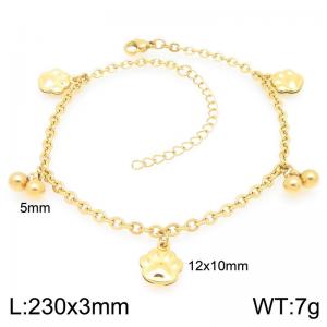 Stainless Steel Geometric Bracelet With Cat Paw Pendant Gold Color - KJ4426-Z