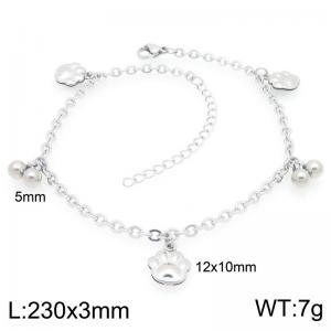 Stainless Steel Geometric Bracelet With Cat Paw Pendant Silver Color - KJ4427-Z