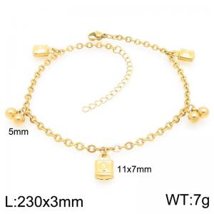 Stainless Steel Geometric Bracelet With The Lock Pendant Gold Color - KJ4428-Z