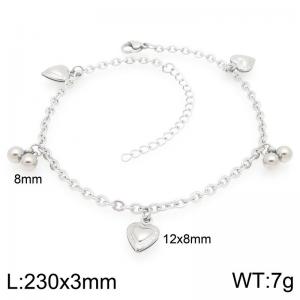 Stainless Steel Geometric Bracelet With Heart Pendant Silver Color - KJ4431-Z