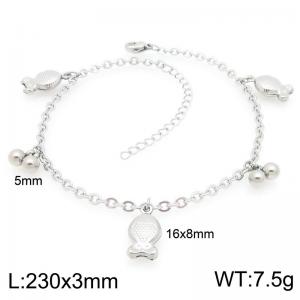 Stainless Steel Geometric Bracelet With Fish Pendant Silver Color - KJ4435-Z