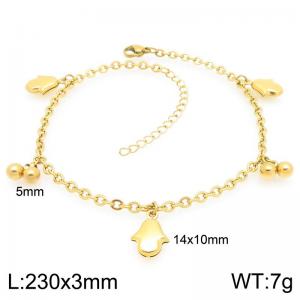 Stainless Steel Geometric Bracelet With Penguin Pendant Gold Color - KJ4436-Z