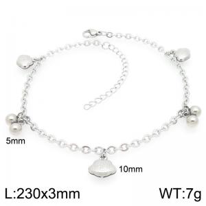 Stainless Steel Geometric Bracelet With Yuanbao Pendant Silver Color - KJ4439-Z