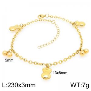 Stainless Steel Geometric Bracelet With Rabbit Pendant Gold Color - KJ4440-Z