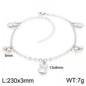 Stainless Steel Geometric Bracelet With Heart Pendant Silver Color - KJ4441-Z