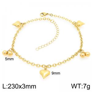 Stainless Steel Geometric Bracelet With Rabbit Pendant Gold Color - KJ4442-Z