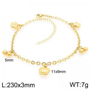 Stainless Steel Geometric Bracelet With Crown Pendant Gold Color - KJ4444-Z