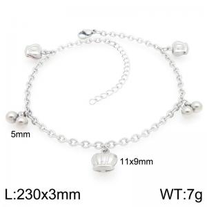 Stainless Steel Geometric Bracelet With Crown Pendant Silver Color - KJ4445-Z