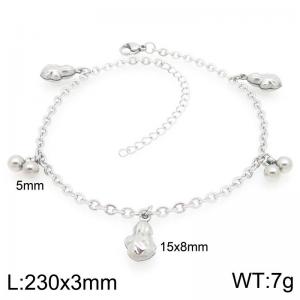 Stainless Steel Geometric Bracelet With Peanut Pendant Silver Color - KJ4447-Z