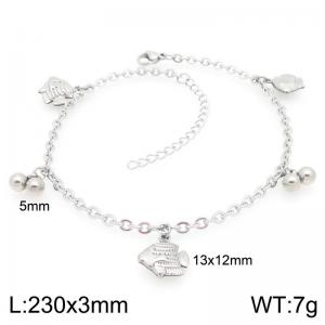 Stainless Steel Geometric Bracelet With Fish Pendant Silver Color - KJ4449-Z