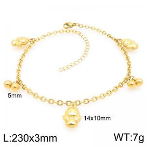 Stainless Steel Geometric Bracelet With Monkey Head Pendant Gold Color - KJ4450-Z