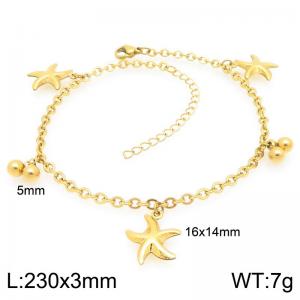 Stainless Steel Geometric Bracelet With Starfish Pendant Gold Color - KJ4452-Z