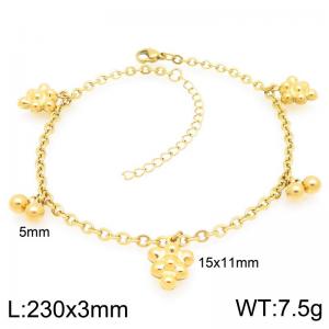 Stainless Steel Geometric Bracelet With Grapes Pendant Gold Color - KJ4454-Z