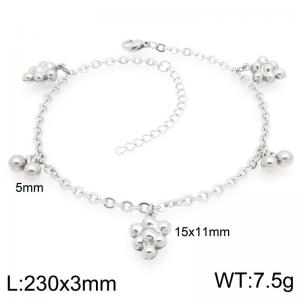 Stainless Steel Geometric Bracelet With Grapes Pendant Silver Color - KJ4455-Z