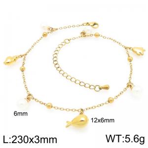 Stainless steel bead fine chain hanging various ocean series imitation pearl pendant temperament gold ankle chain - KJ4579-Z